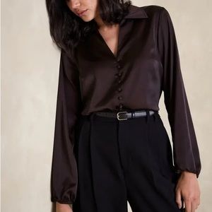 Banana Republic Satin Covered Button Blouse
